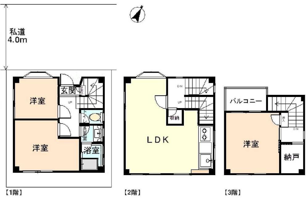 Floor plan. 12.8 million yen, 3LDK, Land area 51.77 sq m , Building area 72.49 sq m