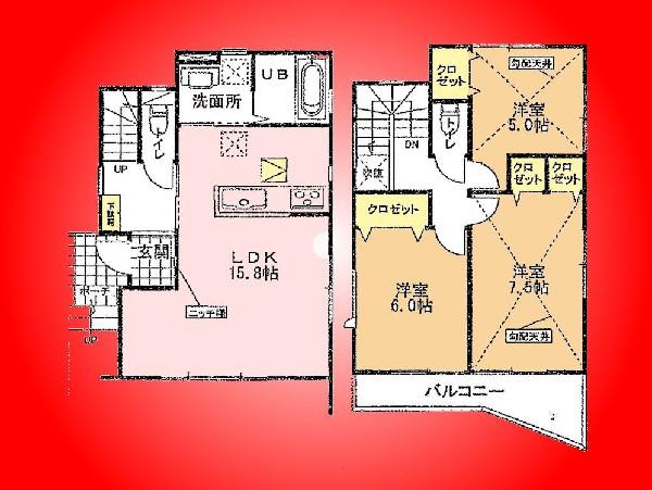 Floor plan. 22,800,000 yen, 3LDK, Land area 84 sq m , Building area 83.32 sq m
