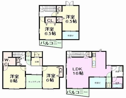 Floor plan. 46,800,000 yen, 4LDK, Land area 107.72 sq m , Building area 114.03 sq m Zenshitsuminami direction