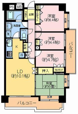 Floor plan. 4LDK, Price 26,800,000 yen, Occupied area 80.41 sq m , Balcony area 17 sq m