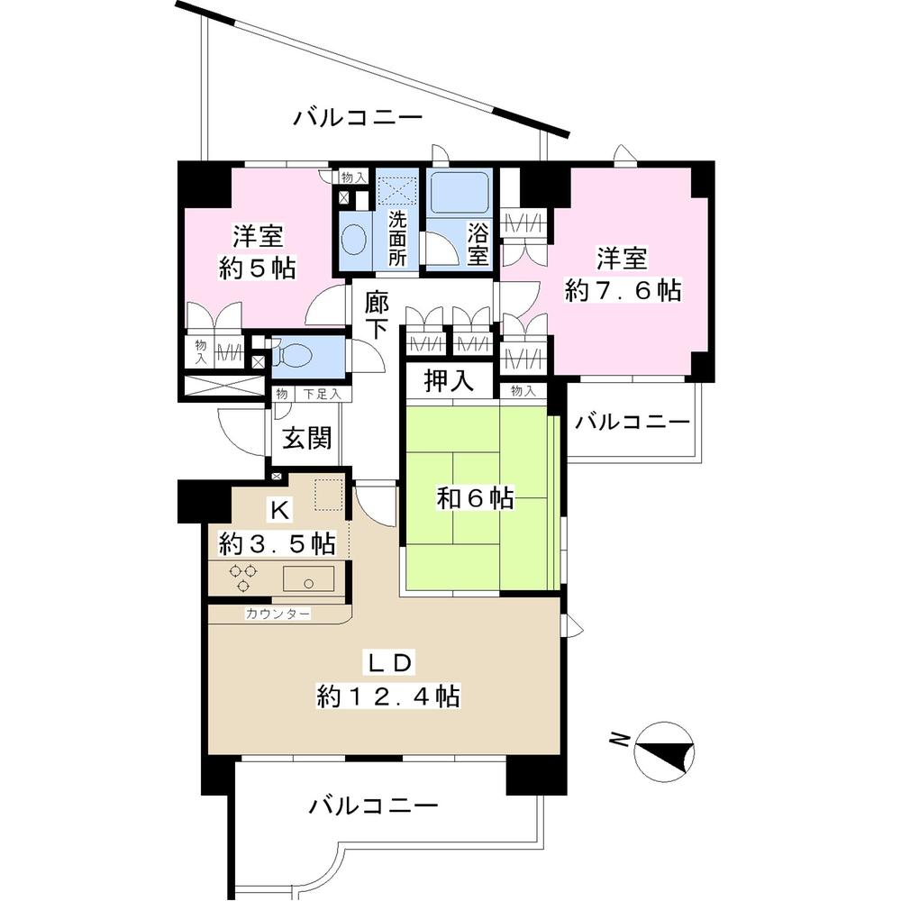Floor plan. 3LDK, Price 38,800,000 yen, Footprint 77.1 sq m , Balcony area 24.31 sq m