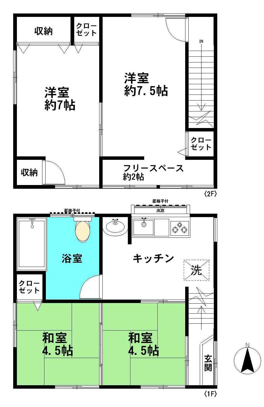 Floor plan. 9.9 million yen, 4DK, Land area 44.09 sq m , Building area 52.04 sq m