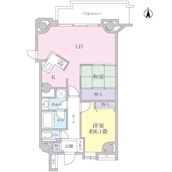 Floor plan. 1LDK + S (storeroom), Price 21,800,000 yen, Occupied area 58.37 sq m , Balcony area 8.83 sq m Pets breeding