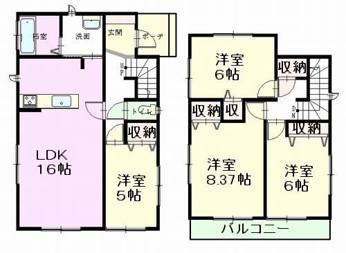 Floor plan. (A Building), Price 27,800,000 yen, 4LDK, Land area 126.91 sq m , Building area 95.85 sq m