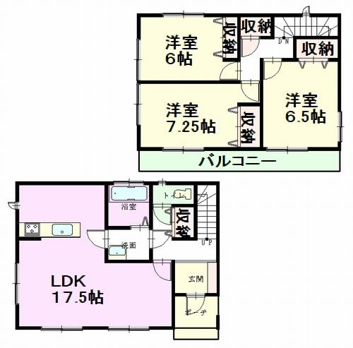 Floor plan. (D Building), Price 28.8 million yen, 3LDK, Land area 117.49 sq m , Building area 88.39 sq m