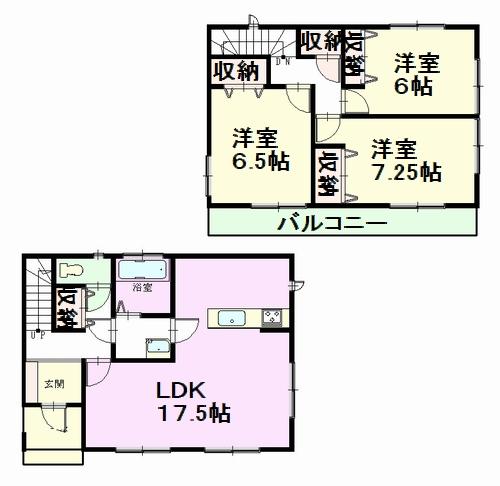Floor plan. (E Building), Price 28.8 million yen, 3LDK, Land area 117.69 sq m , Building area 88.39 sq m