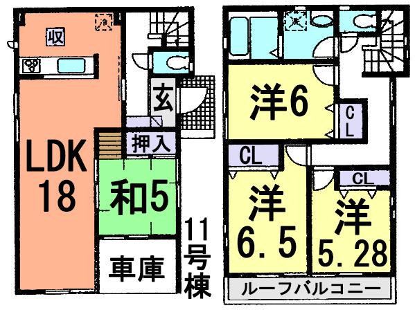 Floor plan. (11 Building), Price 23.8 million yen, 4LDK, Land area 102.34 sq m , Building area 105.41 sq m