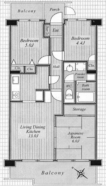 Floor plan. 3LDK, Price 11,980,000 yen, Occupied area 62.84 sq m , Balcony area 12.74 sq m