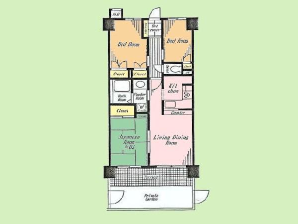 Floor plan. 3LDK, Price 14.8 million yen, Occupied area 57.07 sq m