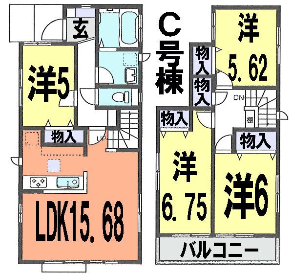 Floor plan. (C Building), Price 29,800,000 yen, 4LDK, Land area 100.27 sq m , Building area 93.36 sq m
