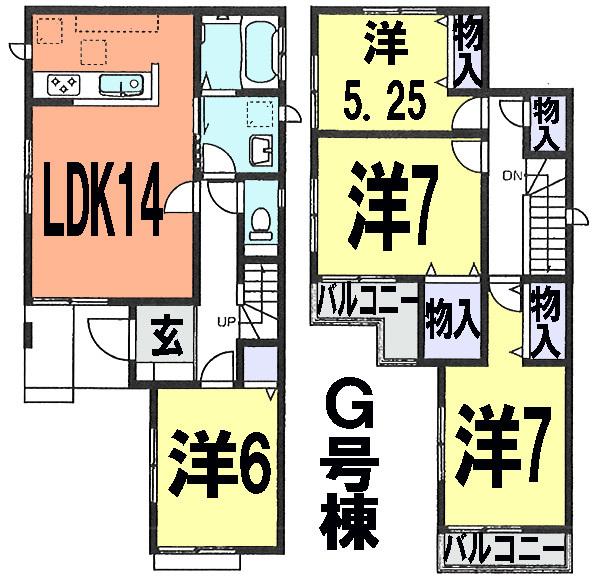 Floor plan. (G Building), Price 32 million yen, 4LDK, Land area 100.68 sq m , Building area 95.22 sq m