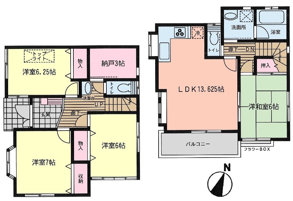 Floor plan. 22,800,000 yen, 4LDK + S (storeroom), Land area 122.82 sq m , Building area 99.57 sq m