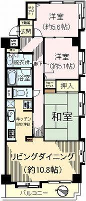 Floor plan. 3LDK, Price 18.5 million yen, Occupied area 71.56 sq m , Balcony area 5.88 sq m