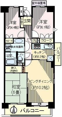 Floor plan. 3LDK, Price 15.8 million yen, Occupied area 67.07 sq m , Balcony area 9.58 sq m