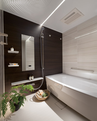 Bathing-wash room.  [bathroom] Soft curve in the tub is fit on the body, It has adopted the arcuate tub it is possible to obtain a comfortable bathing feeling. It will increase more the comfort of every day of relaxation time.
