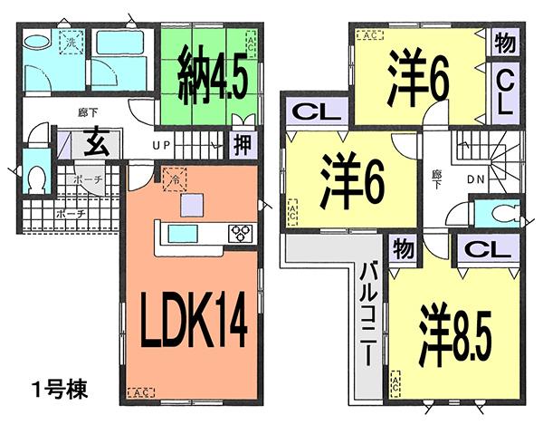 Floor plan. (1 Building), Price 25,800,000 yen, 3LDK+S, Land area 105.01 sq m , Building area 93.15 sq m