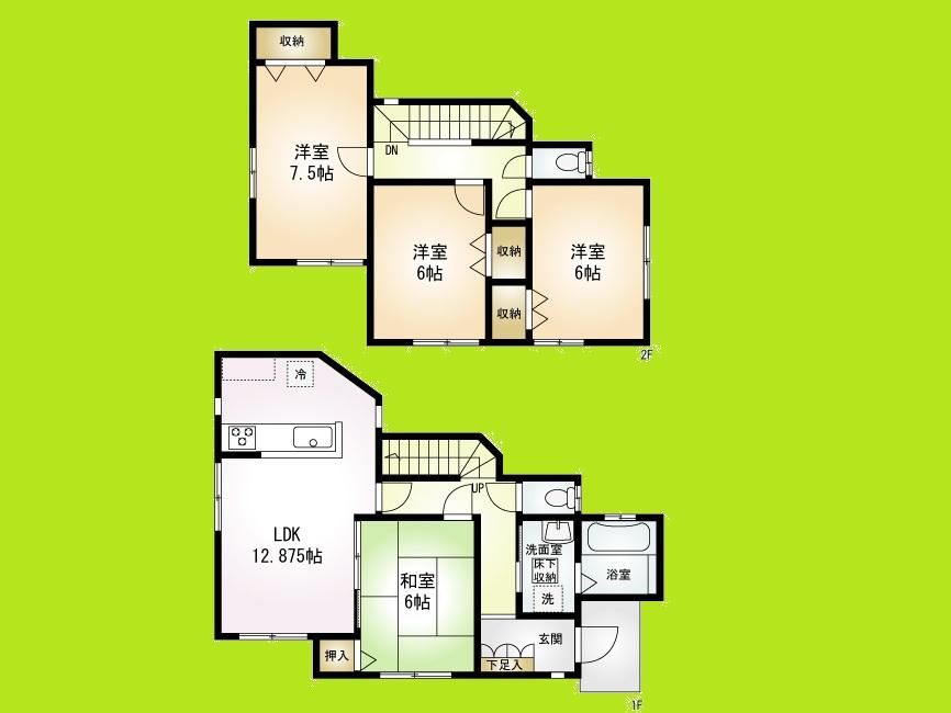 Floor plan. 19,400,000 yen, 4LDK, Land area 114 sq m , Building area 95.22 sq m all 86 buildings in prime locations popular counter kitchen of development subdivision of large New Town Japanese-style room of Tsuzukiai is attractive on the same day of your visit Allowed lot, House can be your tour