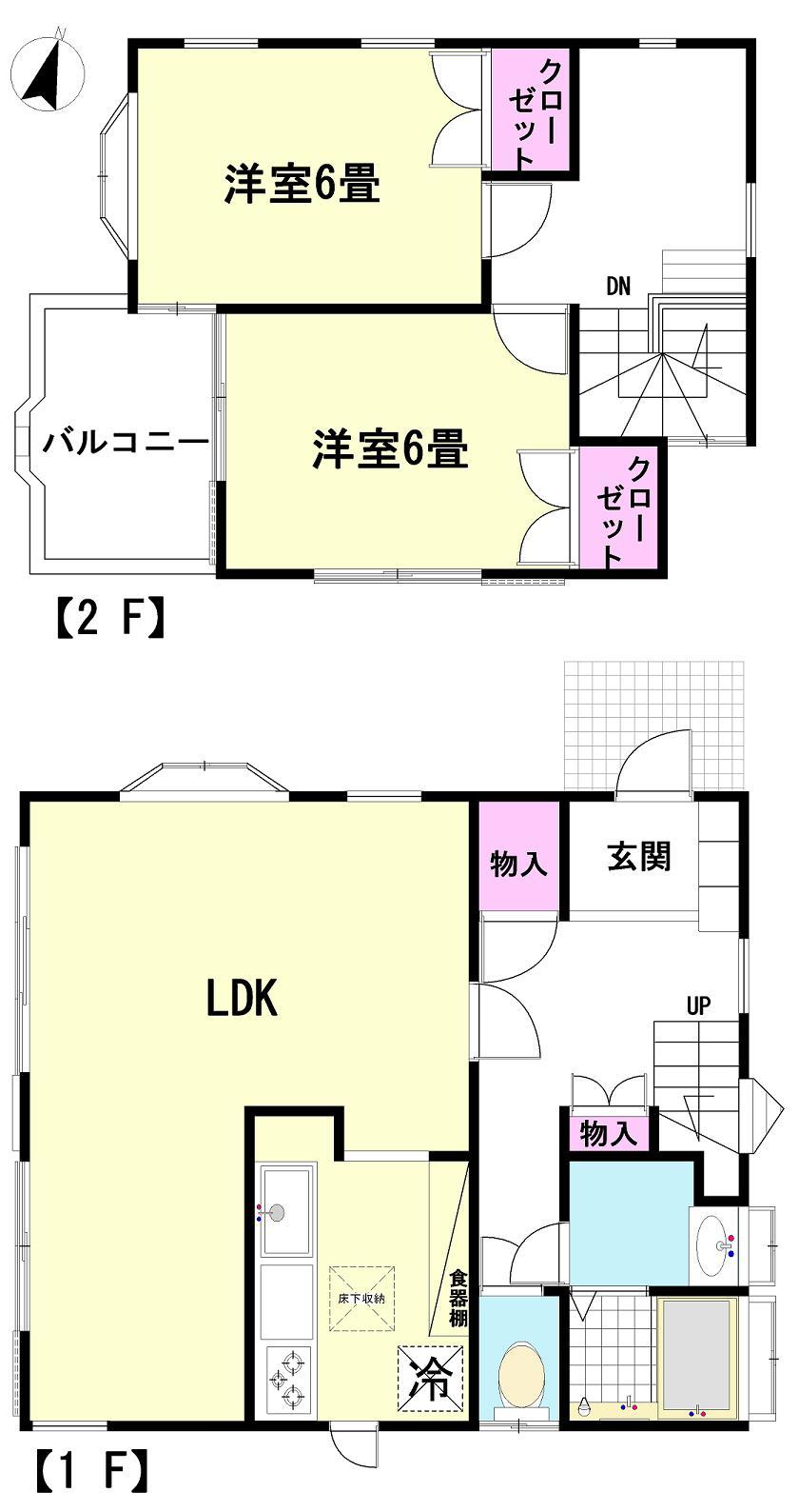 Floor plan. 14.8 million yen, 2LDK, Land area 105 sq m , Building area 77.41 sq m