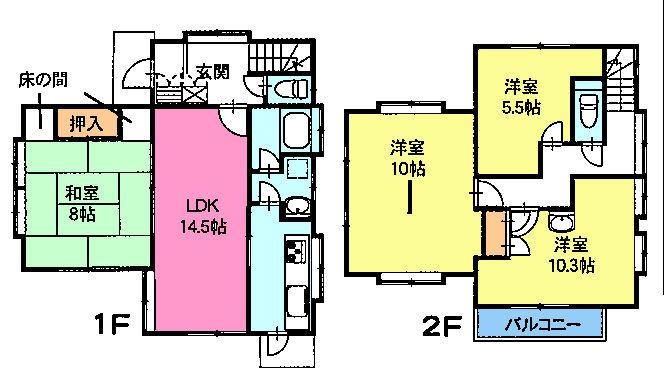 Floor plan. 19,400,000 yen, 4LDK, Land area 108.97 sq m , Building area 107.64 sq m