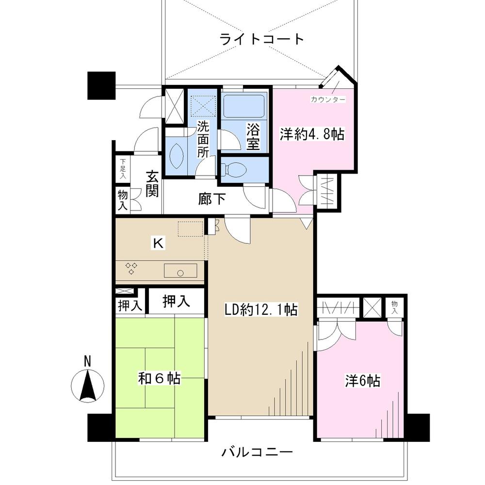 Floor plan. 3LDK, Price 32.7 million yen, Occupied area 75.27 sq m , Balcony area 12.32 sq m