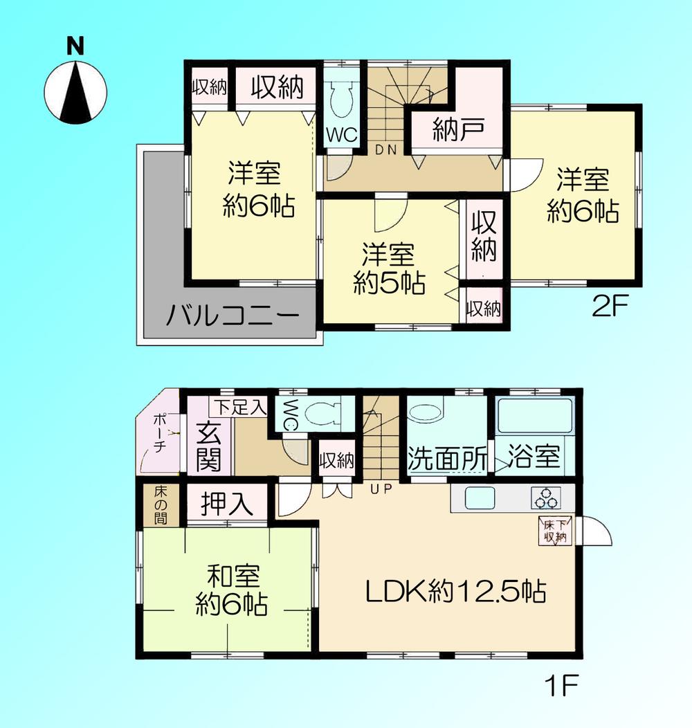 Floor plan. 29,800,000 yen, 4LDK + S (storeroom), Land area 100.41 sq m , Building area 90.25 sq m