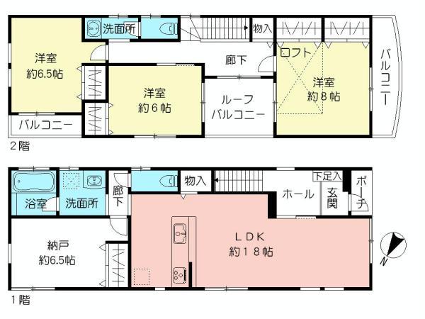 Floor plan. Price 38,800,000 yen, 3LDK+S, Land area 116.51 sq m , Building area 114.13 sq m
