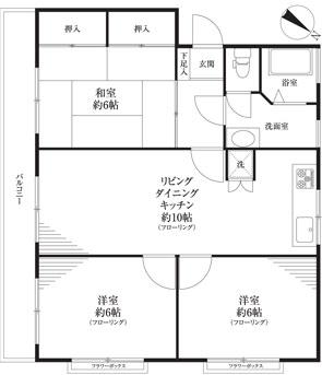 Floor plan. 3LDK, Price 9.3 million yen, Occupied area 59.01 sq m , Balcony area 13.69 sq m
