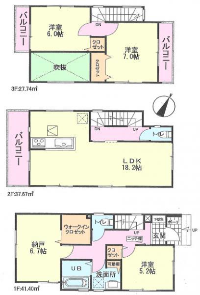 Floor plan. 28.8 million yen, 3LDK+S, Land area 89.39 sq m , Building area 106.81 sq m
