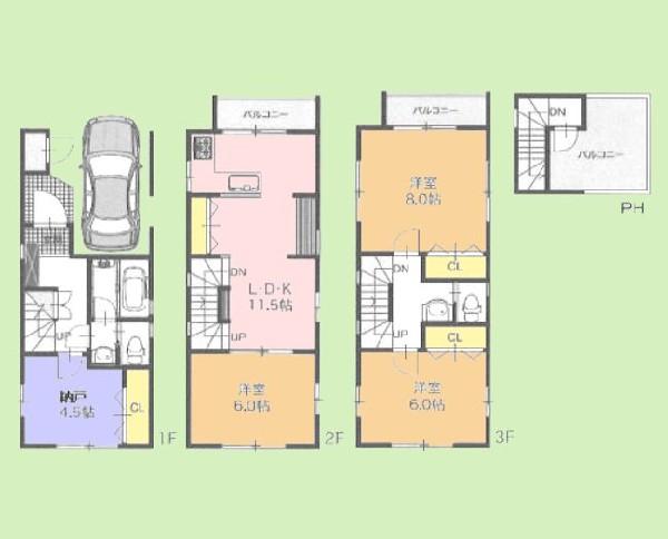 Building plan example (floor plan). Reference plan building area 102.45 square meters building reference price 19,530,000 yen