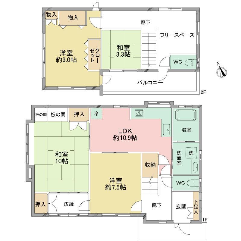 Floor plan. 39,800,000 yen, 4LDK + S (storeroom), Land area 181.81 sq m , Building area 120.48 sq m