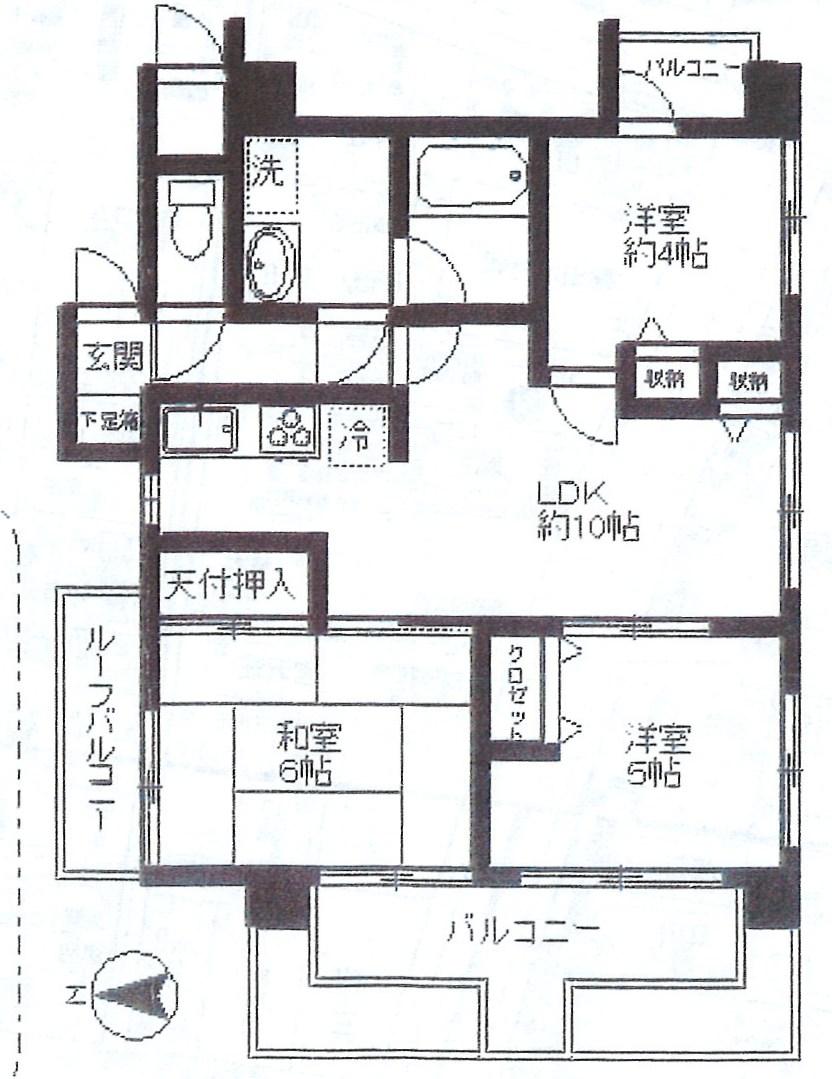 Floor plan. 3LDK, Price 15.8 million yen, Occupied area 54.46 sq m , Balcony area 7.15 sq m