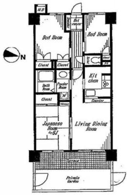 Floor plan. 3LDK, Price 14.8 million yen, Occupied area 57.07 sq m 3LDK 57 square meters There is a private garden