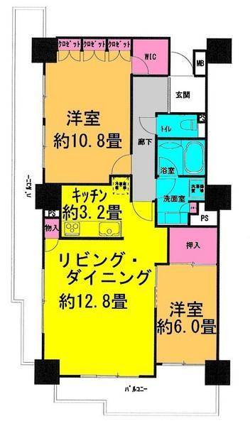 Floor plan. 2LDK, Price 42 million yen, Occupied area 78.87 sq m , Balcony area 22.53 sq m