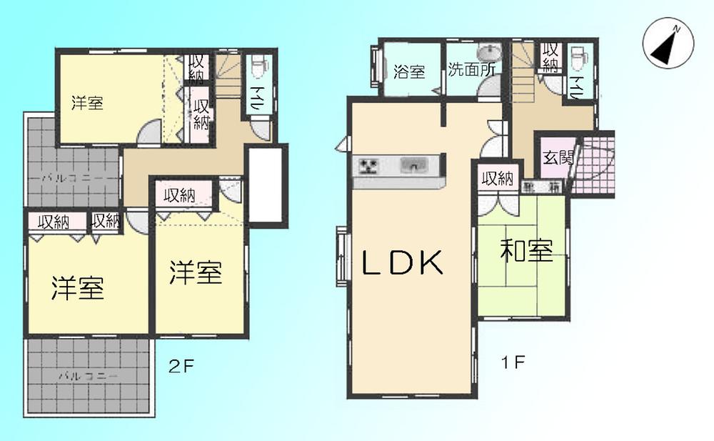 Floor plan. 24 million yen, 4LDK, Land area 127.49 sq m , Building area 108.89 sq m