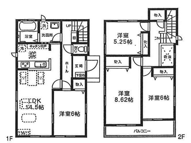 Building plan example (floor plan). Building plan example (J compartment) 4LDK, Land price 19,630,000 yen, Land area 111.92 sq m , Building price 11,870,000 yen, Building area 98.12 sq m