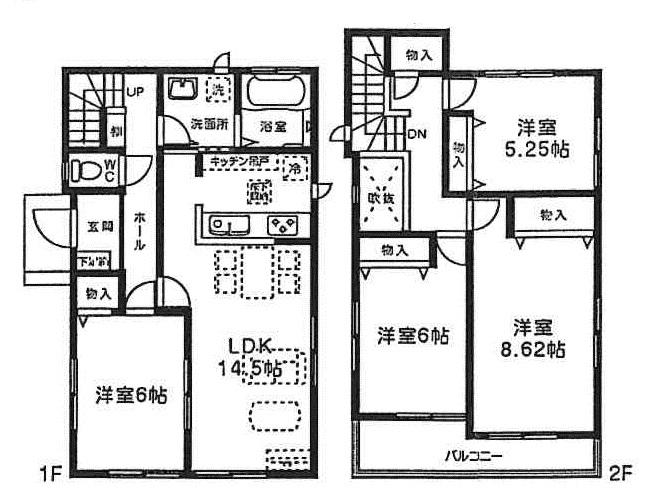 Building plan example (floor plan). Building plan example (K compartment) 4LDK, Land price 19,930,000 yen, Land area 111.96 sq m , Building price 11,870,000 yen, Building area 98.12 sq m