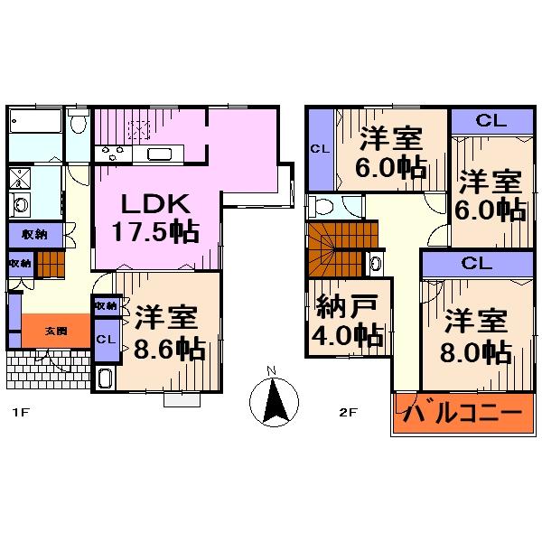 Floor plan. 24,800,000 yen, 4LDK + S (storeroom), Land area 164.72 sq m , Building area 134.24 sq m floor plan
