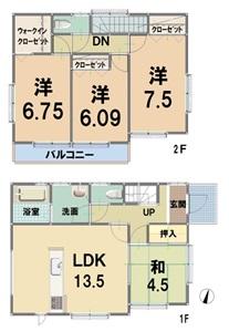 Floor plan. (Building 2), Price 21,800,000 yen, 4LDK, Land area 103.31 sq m , Building area 94.4 sq m