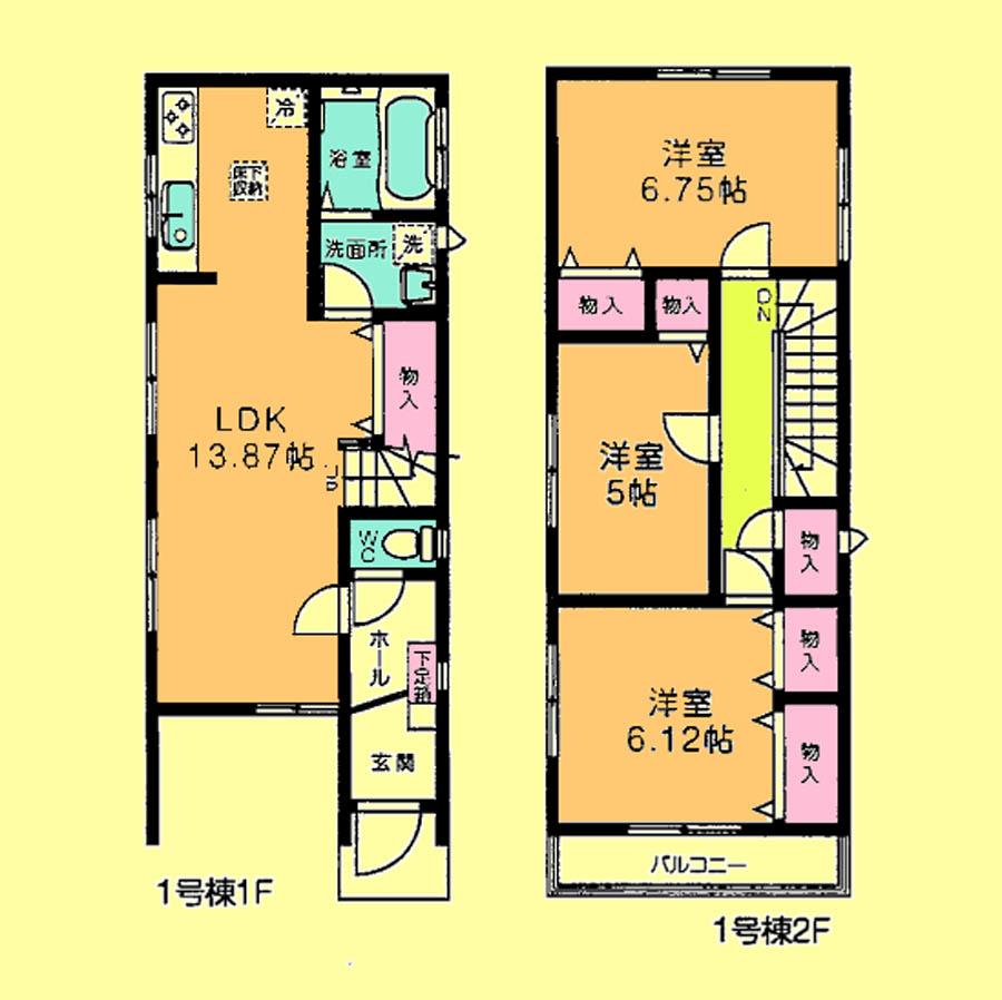 Floor plan. Price 28.8 million yen, 3LDK, Land area 73.74 sq m , Building area 85.08 sq m