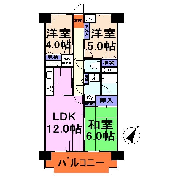 Floor plan. 3LDK, Price 15 million yen, Occupied area 61.73 sq m , Balcony area 8.53 sq m floor plan