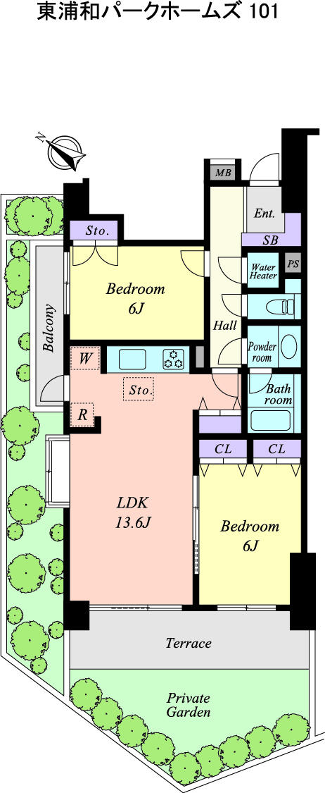 Floor plan. 2LDK, Price 13.8 million yen, Occupied area 63.04 sq m , Balcony area 4.18 sq m