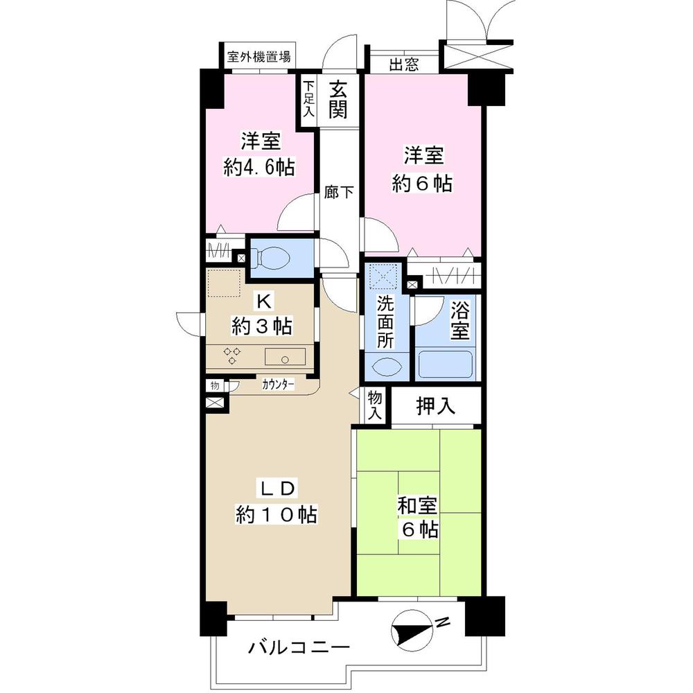 Floor plan. 3LDK, Price 23.8 million yen, Occupied area 63.27 sq m , Balcony area 7.3 sq m