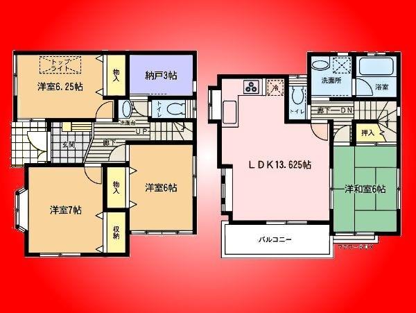 Floor plan. 22,800,000 yen, 4LDK+S, Land area 122.82 sq m , Building area 99.57 sq m