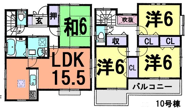 Floor plan. (10 Building), Price 25,800,000 yen, 4LDK, Land area 109.32 sq m , Building area 97.7 sq m