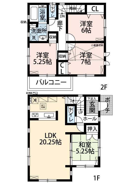 Floor plan. (1 Building), Price 35,800,000 yen, 4LDK, Land area 100 sq m , Building area 99.09 sq m