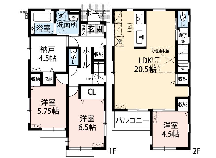 Floor plan. (3 Building), Price 32,800,000 yen, 4LDK, Land area 108 sq m , Building area 94.36 sq m