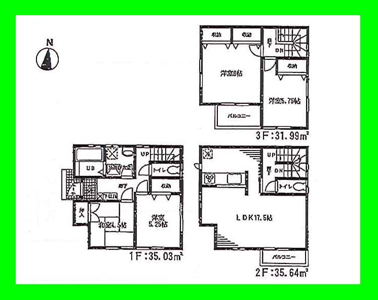 Floor plan. (Building 2), Price 43,800,000 yen, 4LDK, Land area 67.58 sq m , Building area 102.66 sq m