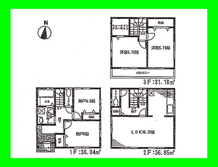 Floor plan. (3 Building), Price 38,800,000 yen, 2LDK+2S, Land area 88.8 sq m , Building area 104.07 sq m
