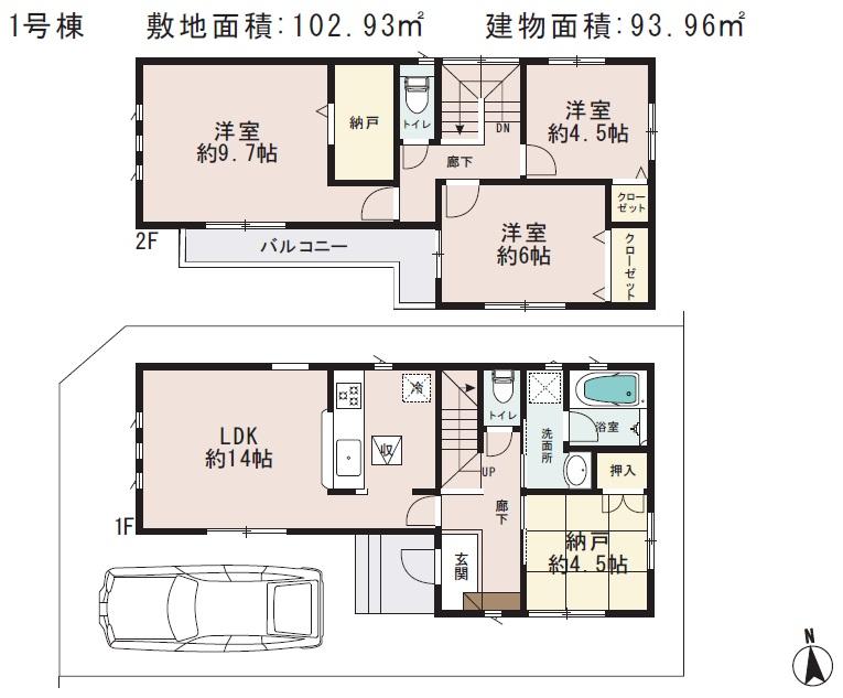Floor plan. 27,800,000 yen, 4LDK, Land area 102.93 sq m , Building area 93.96 sq m