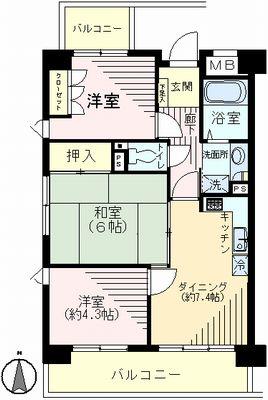 Floor plan. 3DK, Price 13.8 million yen, Occupied area 50.61 sq m , Balcony area 11.4 sq m
